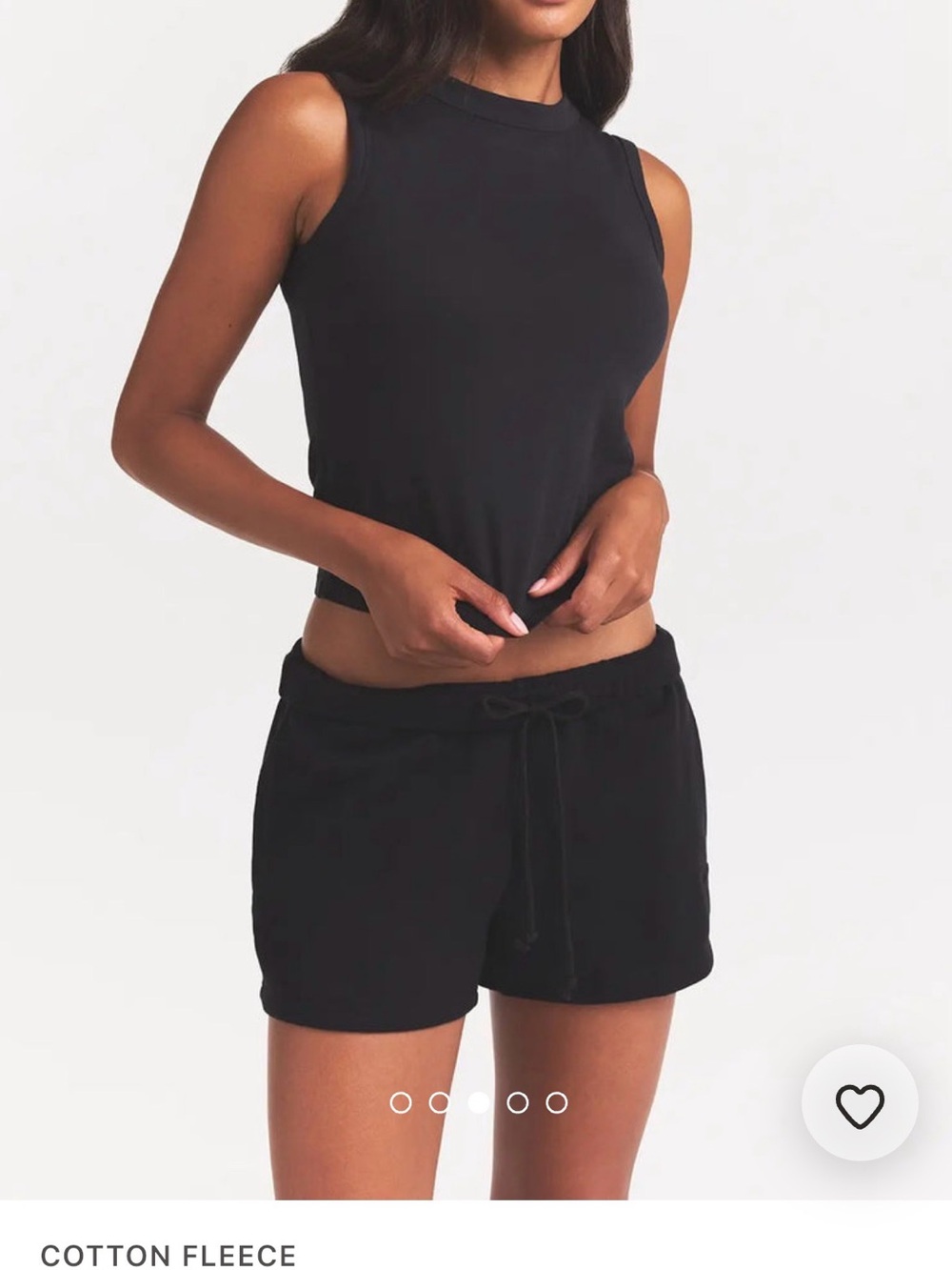 NWT SKIMS Black Cotton fleece classic short in onyx